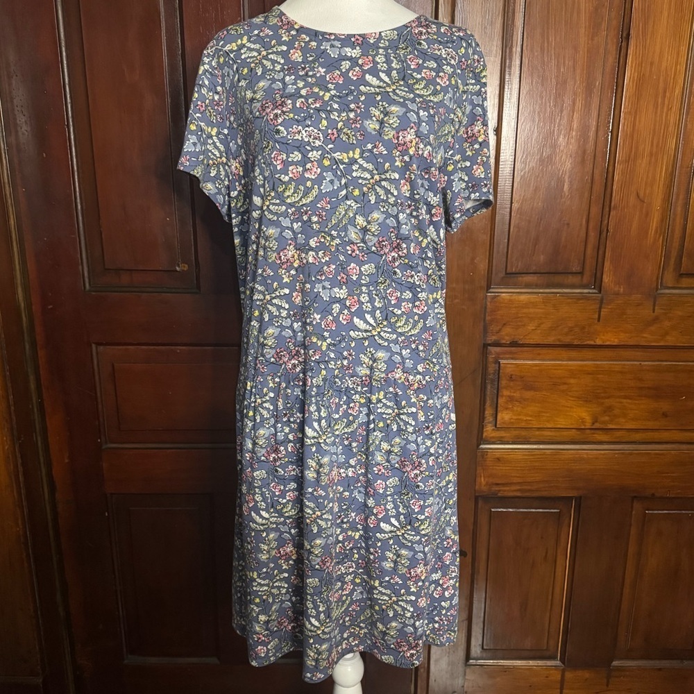 J.Jill Floral Print Cotton/Modal/Spandex Blend Dress Size Large